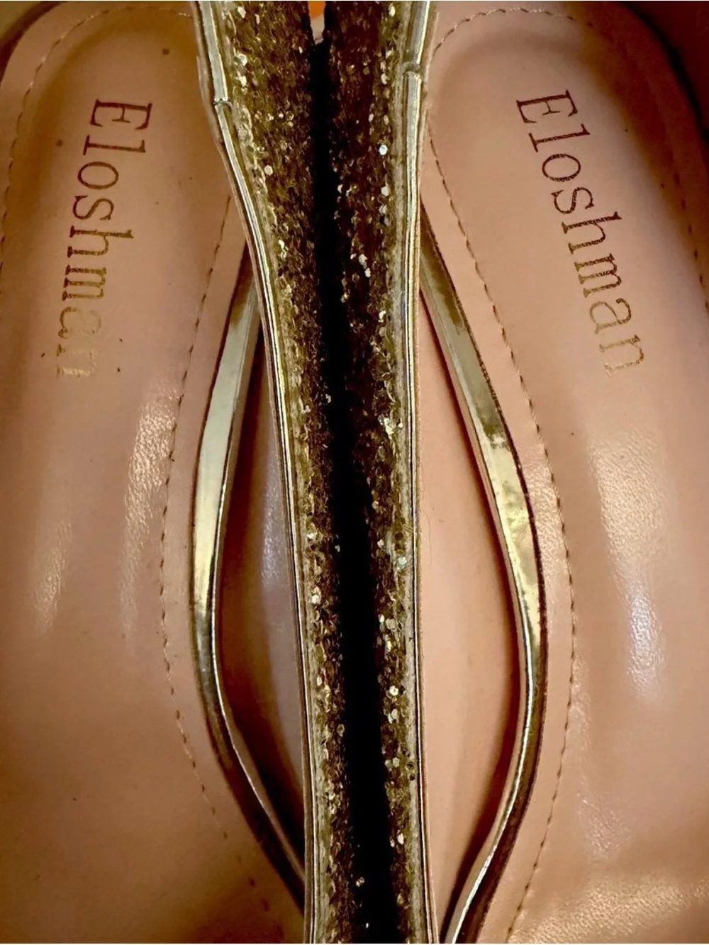 SOLD Women's Gold Glitter Pointed Toe Heels